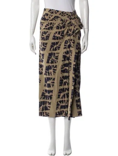 Pre-owned Ulla Johnson Tie-dye Print Long Skirt In Green