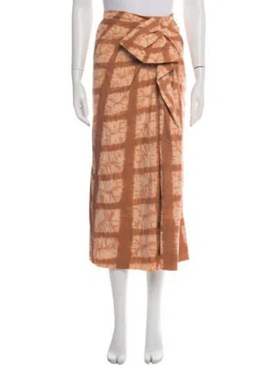 Pre-owned Ulla Johnson Tie-dye Print Long Skirt In Orange