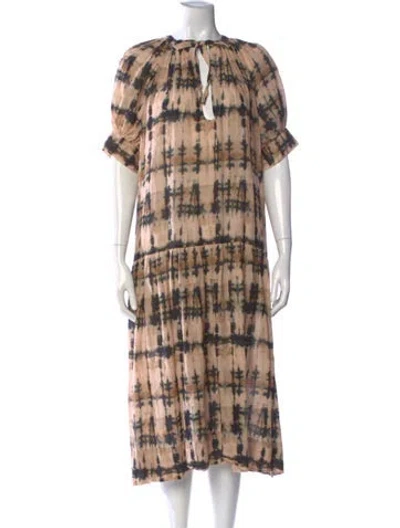 Pre-owned Ulla Johnson Tie-dye Print Midi Length Dress In Black
