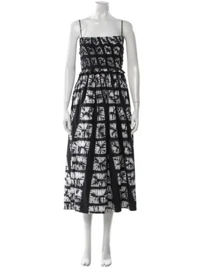Pre-owned Ulla Johnson Tie-dye Print Midi Length Dress In Black