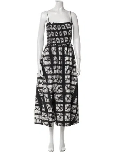 Pre-owned Ulla Johnson Tie-dye Print Midi Length Dress In Black