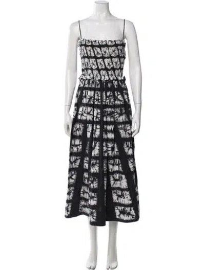 Pre-owned Ulla Johnson Tie-dye Print Midi Length Dress In Black