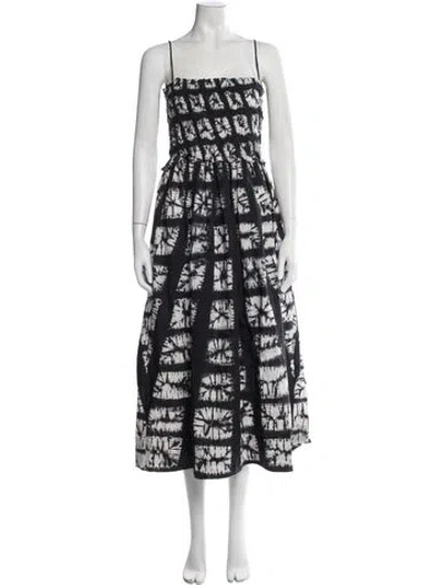 Pre-owned Ulla Johnson Tie-dye Print Midi Length Dress In Black