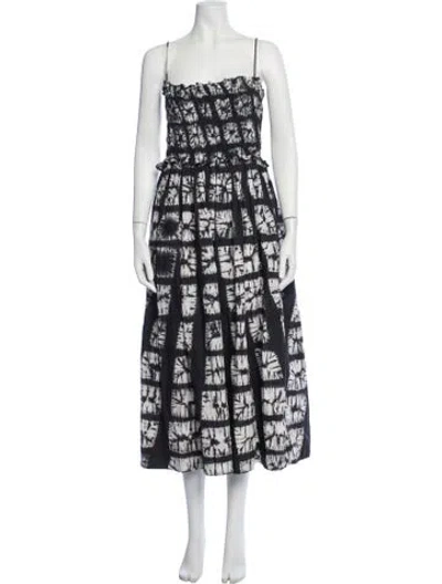 Pre-owned Ulla Johnson Tie-dye Print Midi Length Dress In Black