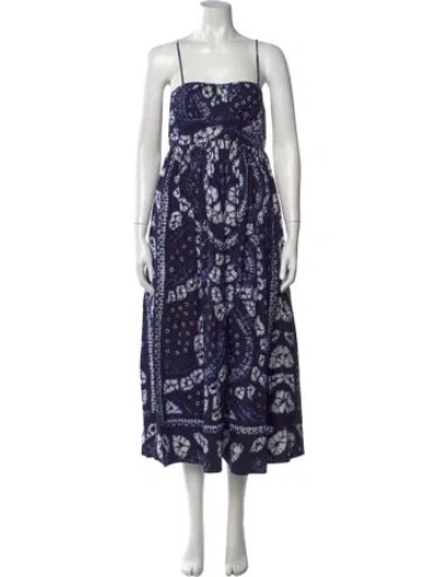 Pre-owned Ulla Johnson Tie-dye Print Midi Length Dress In Blue