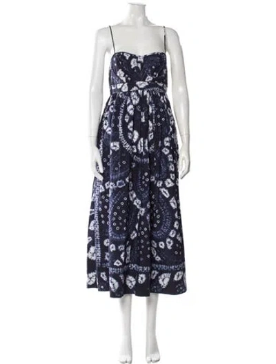 Pre-owned Ulla Johnson Tie-dye Print Midi Length Dress In Blue