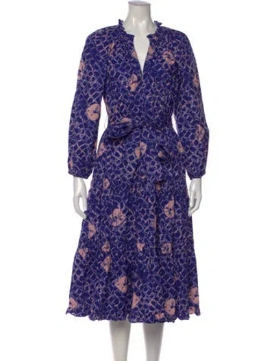 Pre-owned Ulla Johnson Tie-dye Print Midi Length Dress In Blue