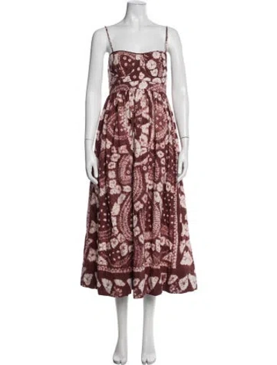 Pre-owned Ulla Johnson Tie-dye Print Midi Length Dress In Burgundy