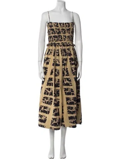 Pre-owned Ulla Johnson Tie-dye Print Midi Length Dress In Green