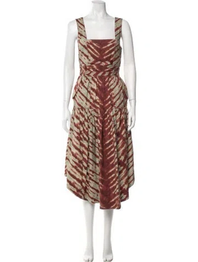 Pre-owned Ulla Johnson Tie-dye Print Midi Length Dress In Green