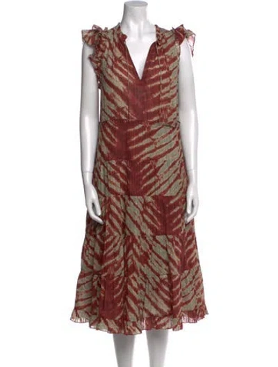 Pre-owned Ulla Johnson Tie-dye Print Midi Length Dress In Multi