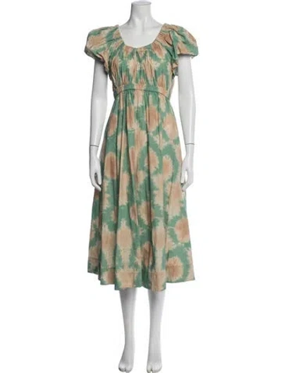 Pre-owned Ulla Johnson Tie-dye Print Midi Length Dress In Multi