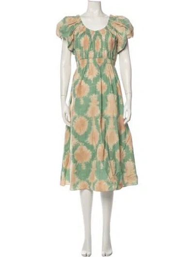 Pre-owned Ulla Johnson Tie-dye Print Midi Length Dress In Multi