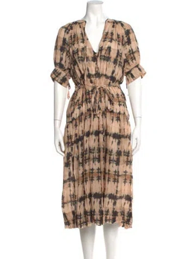 Pre-owned Ulla Johnson Tie-dye Print Midi Length Dress In Neutral