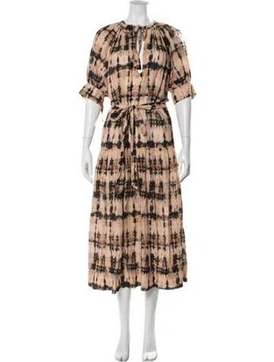 Pre-owned Ulla Johnson Tie-dye Print Midi Length Dress In Neutral