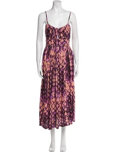 Pre-owned Ulla Johnson Tie-dye Print Midi Length Dress In Purple
