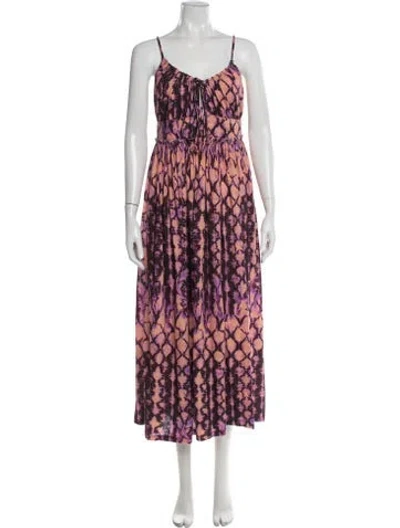 Pre-owned Ulla Johnson Tie-dye Print Midi Length Dress In Purple