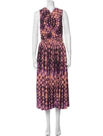 Pre-owned Ulla Johnson Tie-dye Print Midi Length Dress In Purple
