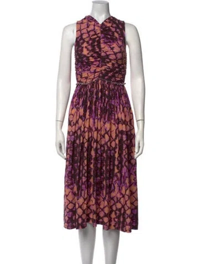 Pre-owned Ulla Johnson Tie-dye Print Midi Length Dress In Purple