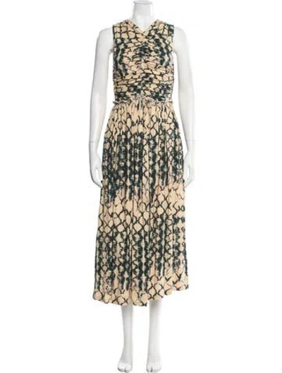 Pre-owned Ulla Johnson Tie-dye Print Midi Length Dress In Yellow