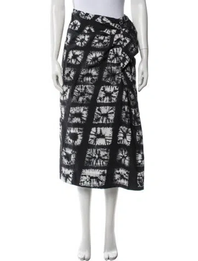 Pre-owned Ulla Johnson Tie-dye Print Midi Length Skirt In Black