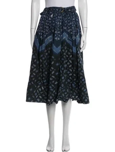 Pre-owned Ulla Johnson Tie-dye Print Midi Length Skirt In Blue