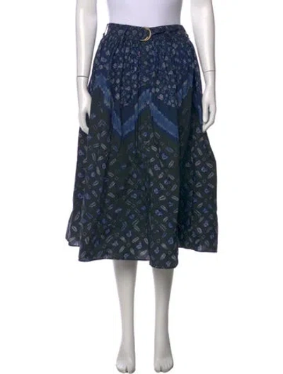 Pre-owned Ulla Johnson Tie-dye Print Midi Length Skirt In Blue
