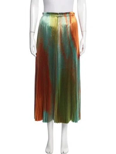 Pre-owned Ulla Johnson Tie-dye Print Midi Length Skirt In Orange