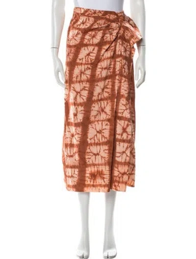 Pre-owned Ulla Johnson Tie-dye Print Midi Length Skirt In Orange