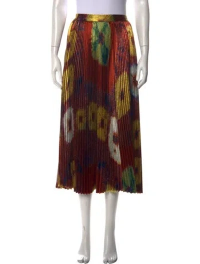 Pre-owned Ulla Johnson Tie-dye Print Midi Length Skirt W/ Tags In Yellow