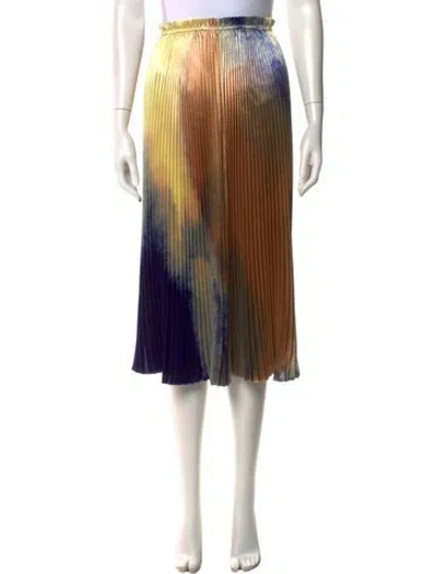Pre-owned Ulla Johnson Tie-dye Print Midi Length Skirt In Yellow
