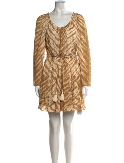 Pre-owned Ulla Johnson Tie-dye Print Mini Dress In Neutral