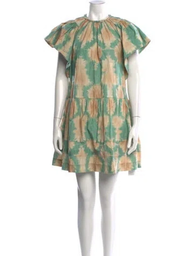 Pre-owned Ulla Johnson Tie-dye Print Mini Dress In Neutral