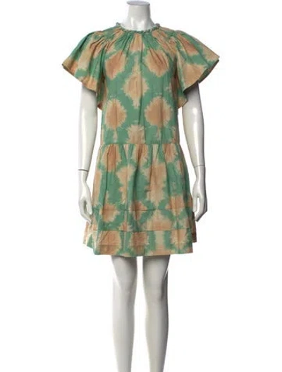 Pre-owned Ulla Johnson Tie-dye Print Mini Dress In Neutrals