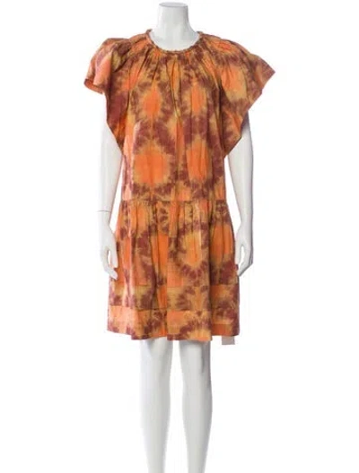 Pre-owned Ulla Johnson Tie-dye Print Mini Dress In Orange