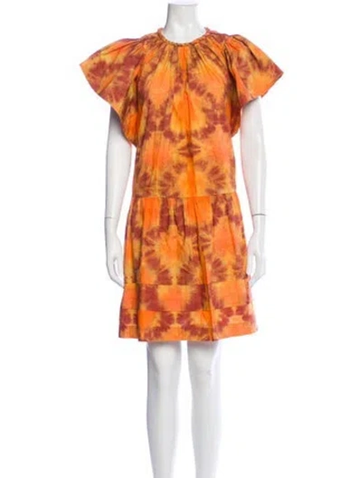 Pre-owned Ulla Johnson Tie-dye Print Mini Dress In Orange