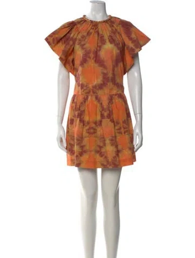 Pre-owned Ulla Johnson Tie-dye Print Mini Dress In Orange
