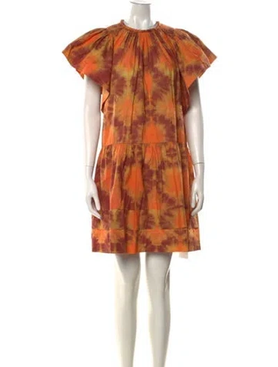 Pre-owned Ulla Johnson Tie-dye Print Mini Dress In Orange