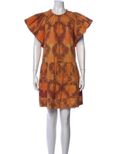 Pre-owned Ulla Johnson Tie-dye Print Mini Dress In Orange