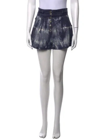 Pre-owned Ulla Johnson Tie-dye Print Mini Shorts In Blue