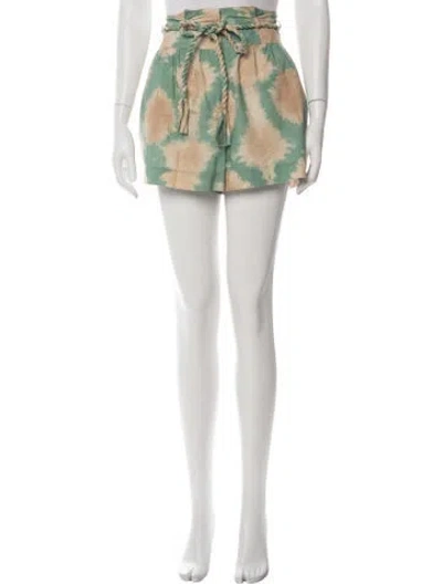 Pre-owned Ulla Johnson Tie-dye Print Mini Shorts In Green