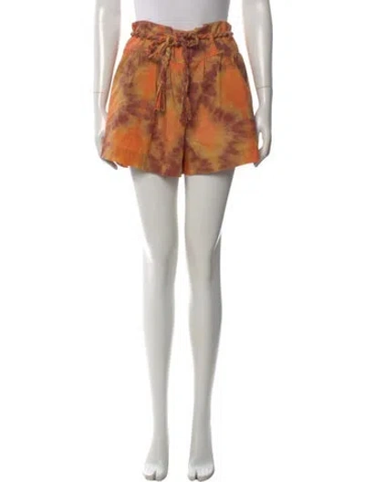 Pre-owned Ulla Johnson Tie-dye Print Mini Shorts In Orange