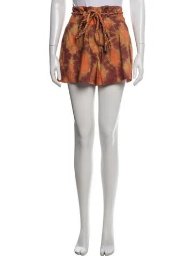 Pre-owned Ulla Johnson Tie-dye Print Mini Shorts In Orange