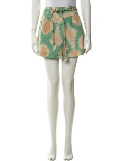 Pre-owned Ulla Johnson Tie-dye Print Mini Shorts In Yellow
