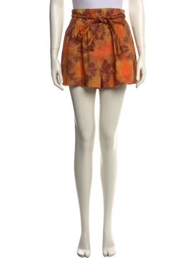 Pre-owned Ulla Johnson Tie-dye Print Mini Shorts In Yellow