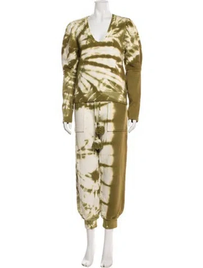 Pre-owned Ulla Johnson Tie-dye Print Pant Set In Green
