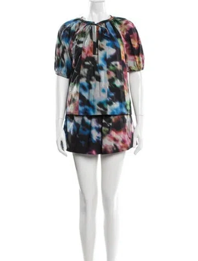 Pre-owned Ulla Johnson Tie-dye Print Ruffle Embellishment Short Set In Multi