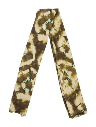 Pre-owned Ulla Johnson Tie-dye Print Scarf In Green
