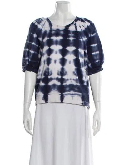Pre-owned Ulla Johnson Tie-dye Print Scoop Neck Sweater In Blue