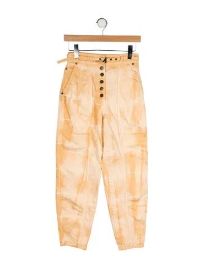 Pre-owned Ulla Johnson Tie-dye Print Skinny Leg Pants In Yellow